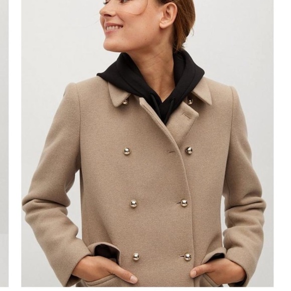 🌹SOLD🌹 MANGO Wool Tan Beige Coat NWOT - Picture 4 of 13